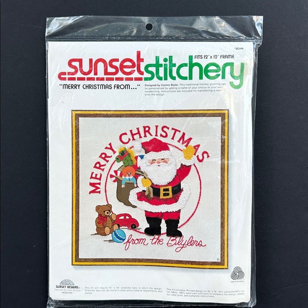 Vintage Sunset Stitchery “Merry Christmas From..” Needlepoint Kit, NEW Unopened